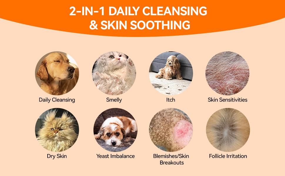 Itch-Relieving Shampoo-PUAINTA 8oz Banov Pets Shampoo for Dogs & Cats | Plant-Added Formula Addresses Itching & Ringworm Contains Chamomile Rosemary & Coconut Oil，Deep Clean Anti-Odour, Enhances Coat Shine, Easy Rinse