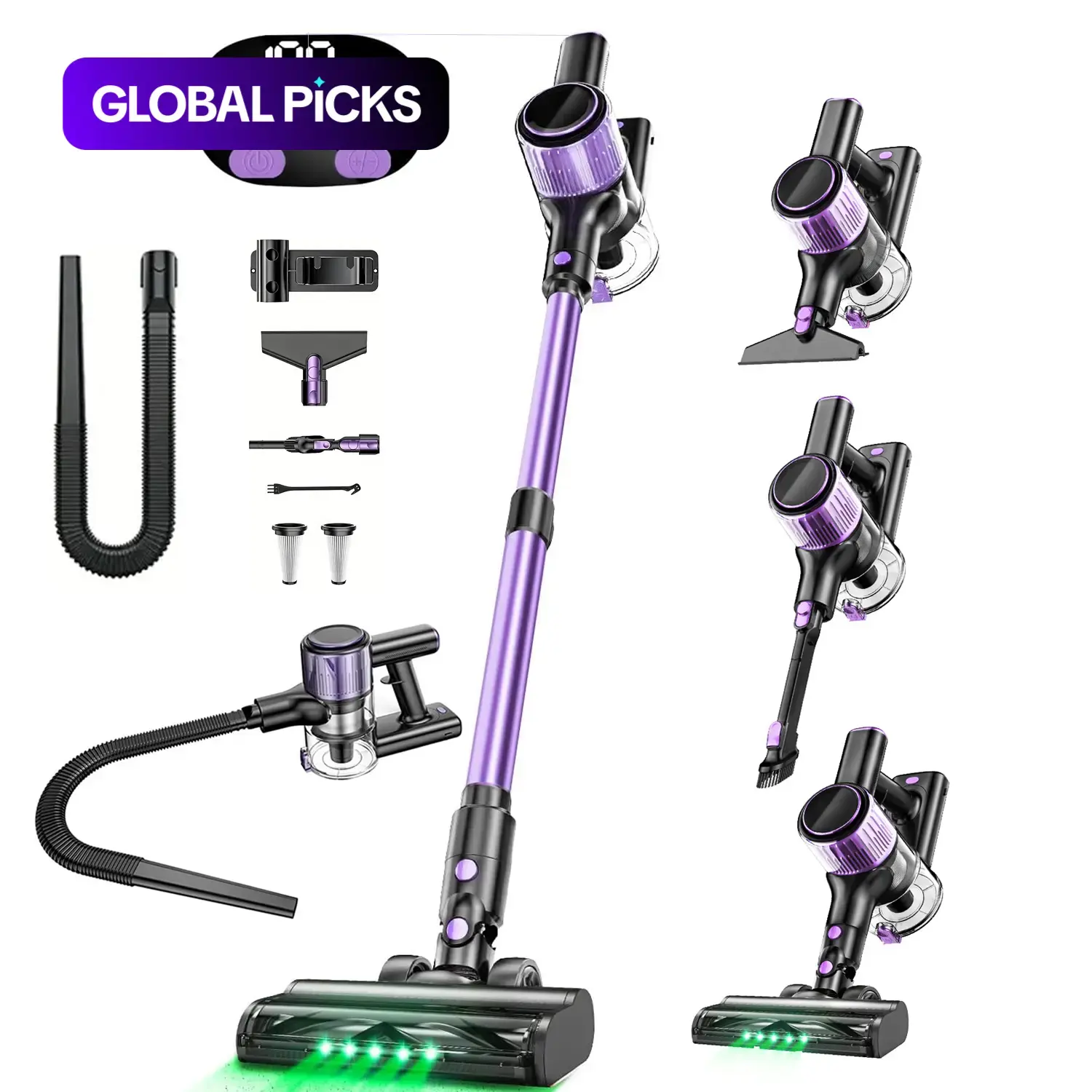 Cordless 10-In-1 Rechargeable Stick Vacuum Cleaner, Battery Powered Vacuum, Powerful Stick Vacuums, 2200mAh Battery, Super Power Suction, Lightweight Design, Ideal for Home & Low-Pile Carpets #GLOBAL PICKS