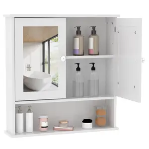 Bathroom Wall Cabinet with Mirror Medicine Cabinet Over Toilet Storage Cabinet Adjustable Shelf Waterproof Organizer