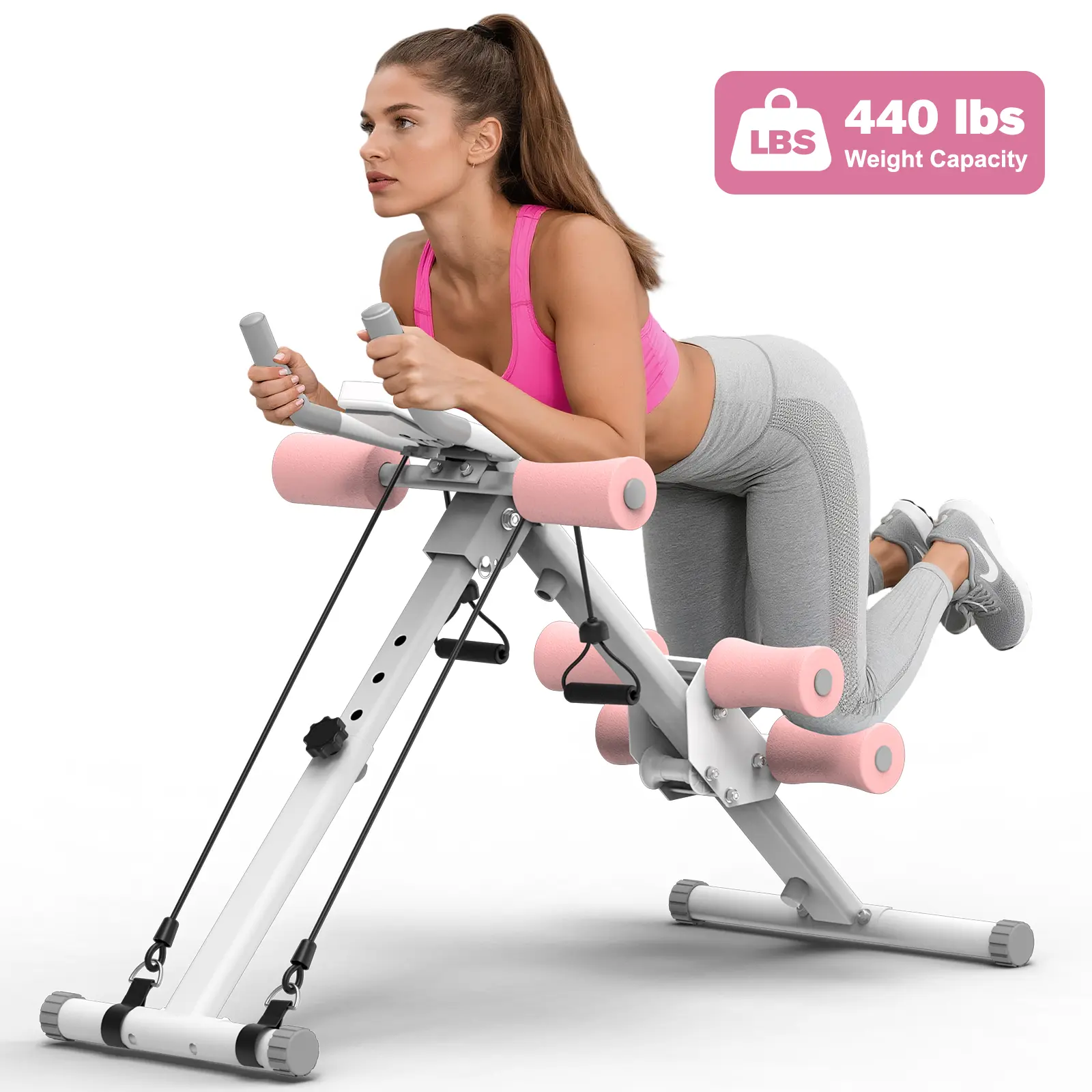 RELIFESPORTS Foldable Abdominal Machine, Stable & Quiet Operation Steel Frame Home Exercise Equipment, 5-Height & 2-Incline Adjustable Ab Workout Machine, LCD Monitor, 440 LBS Capacity for Ab Training, Abdominal Workout Machine tiktokshopbacktoschool
