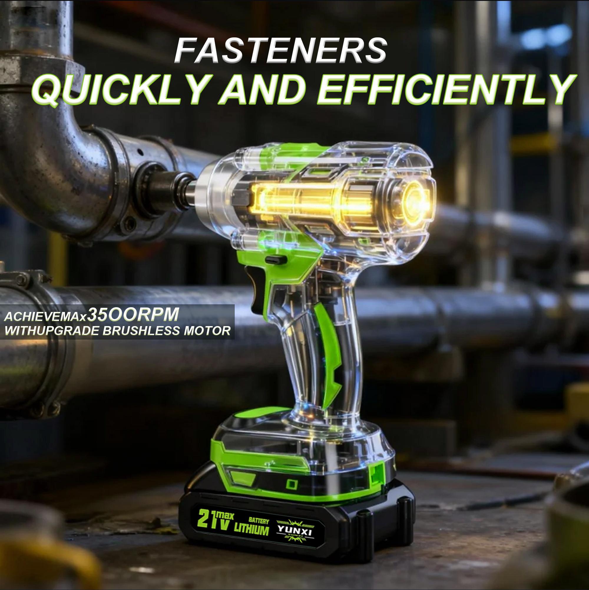 21V Brushless Cordless Impact Wrench - 1/2 in Drive, 450N.m High Torque, 3500RPM Power Tool, 4.0Ah Battery, Charger & Socket Kit, Cordless Brushless Tool for Car Tire Repairs, Ideal Gift for Men, Cordless Brushless Tools, Power Tools