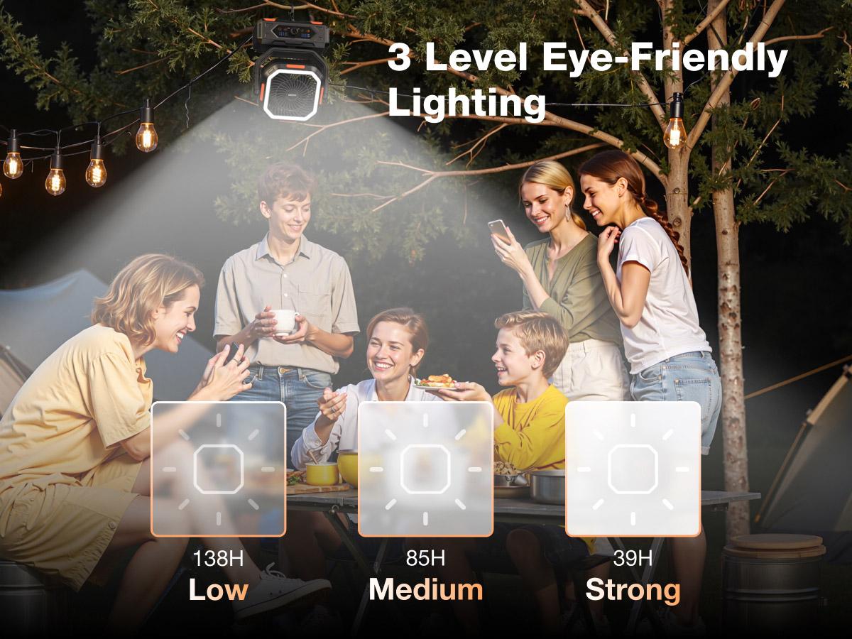 OGERY 2026 Upgraded Camping Fan, 30000mAh Rechargeable Fan with LED Lights & 270° Pivot, Remote Control Shaking Head Desk Fan for Tent Travel Home Multifunction Outdoor Activities