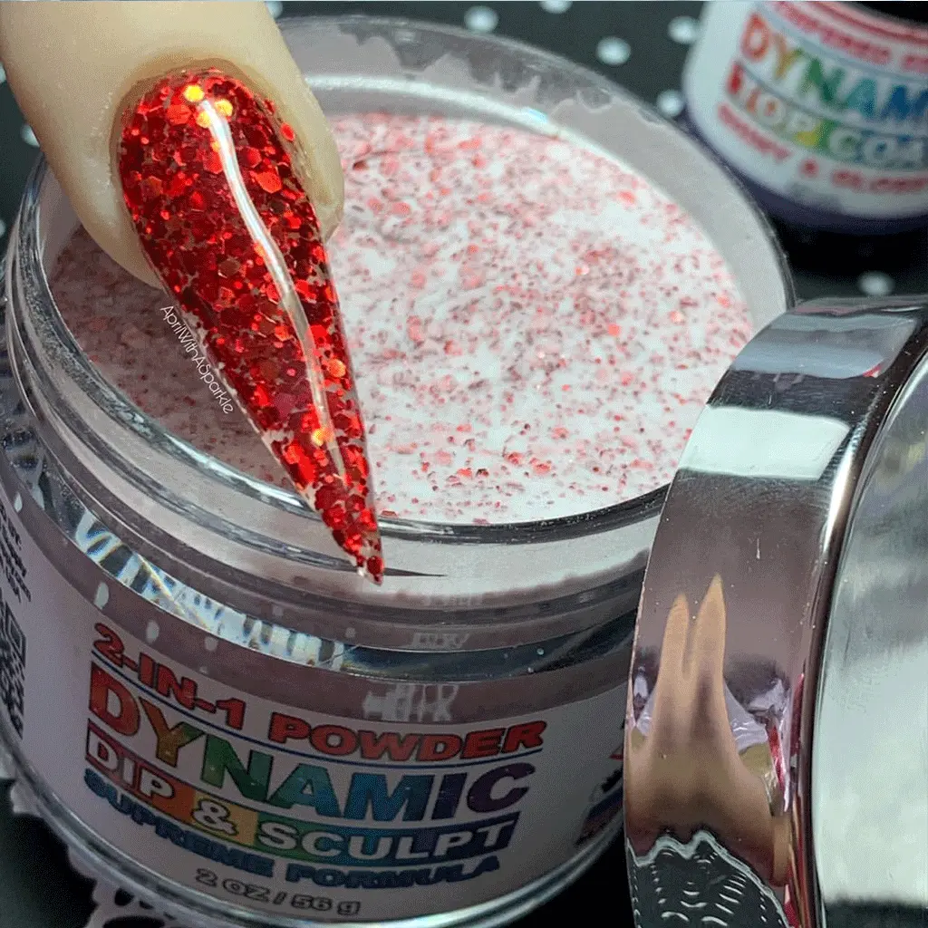 Red Holographic glitter acrylic powder - 366 - KE078