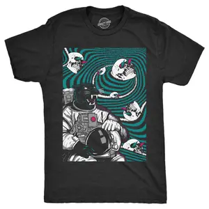 Mens Funny T Shirts Panther Astronaut Sarcastic Space Graphic Novelty Tee for Men Mens Funny T Shirts Cool Vintage Fashion T-Shirt Gift Classic Menswear Animal Apparel for Men Funny Space Short Sleeve Novelty Black -