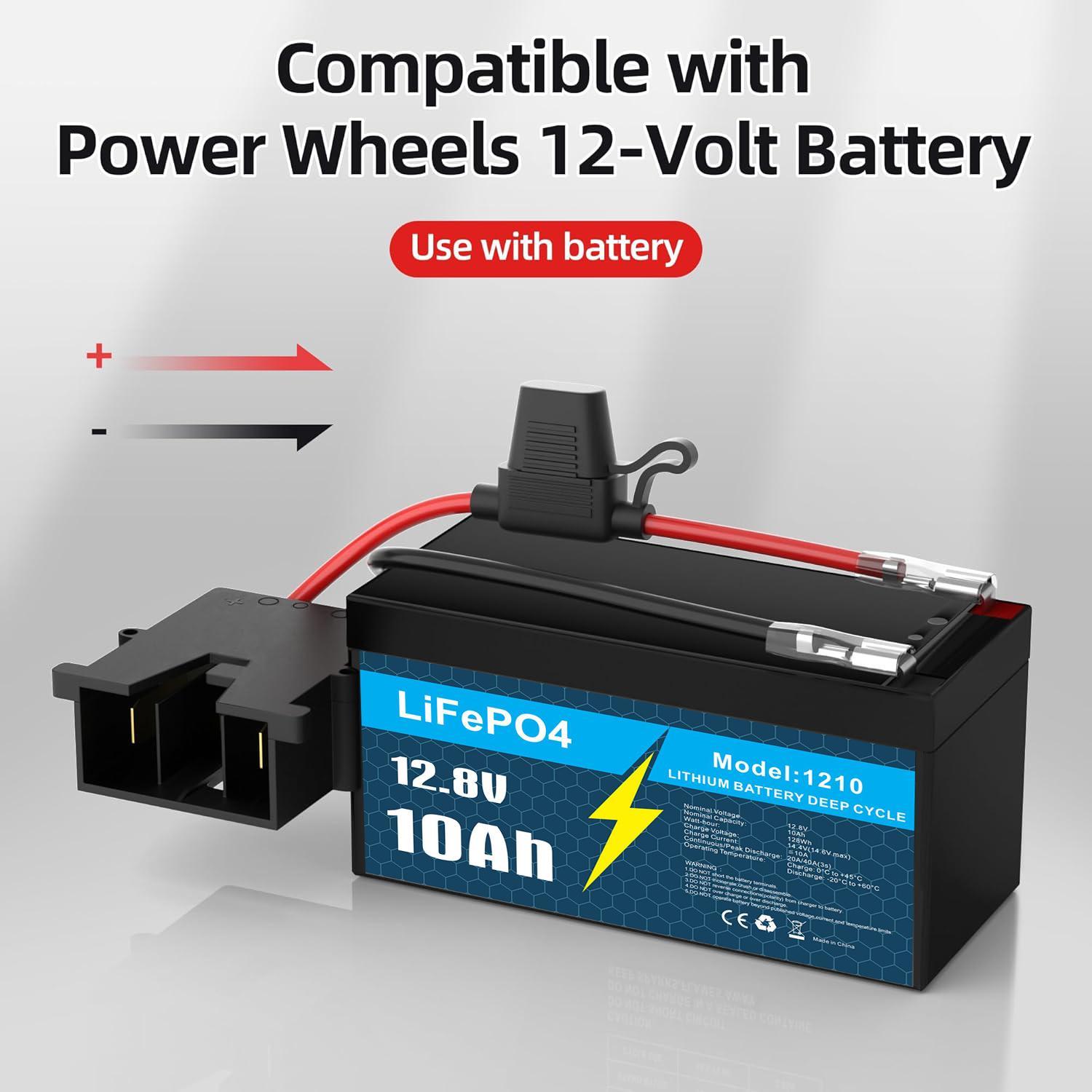 12V 10Ah Lithium LiFePO4 Deep Cycle Battery, 3000+ Cycles Rechargeable Battery for Solar and Wind Power, Fish Finder, Lighting, Power Wheel, Ride-on Toy, UPS, Scooter and More, Built-in 10A BMS