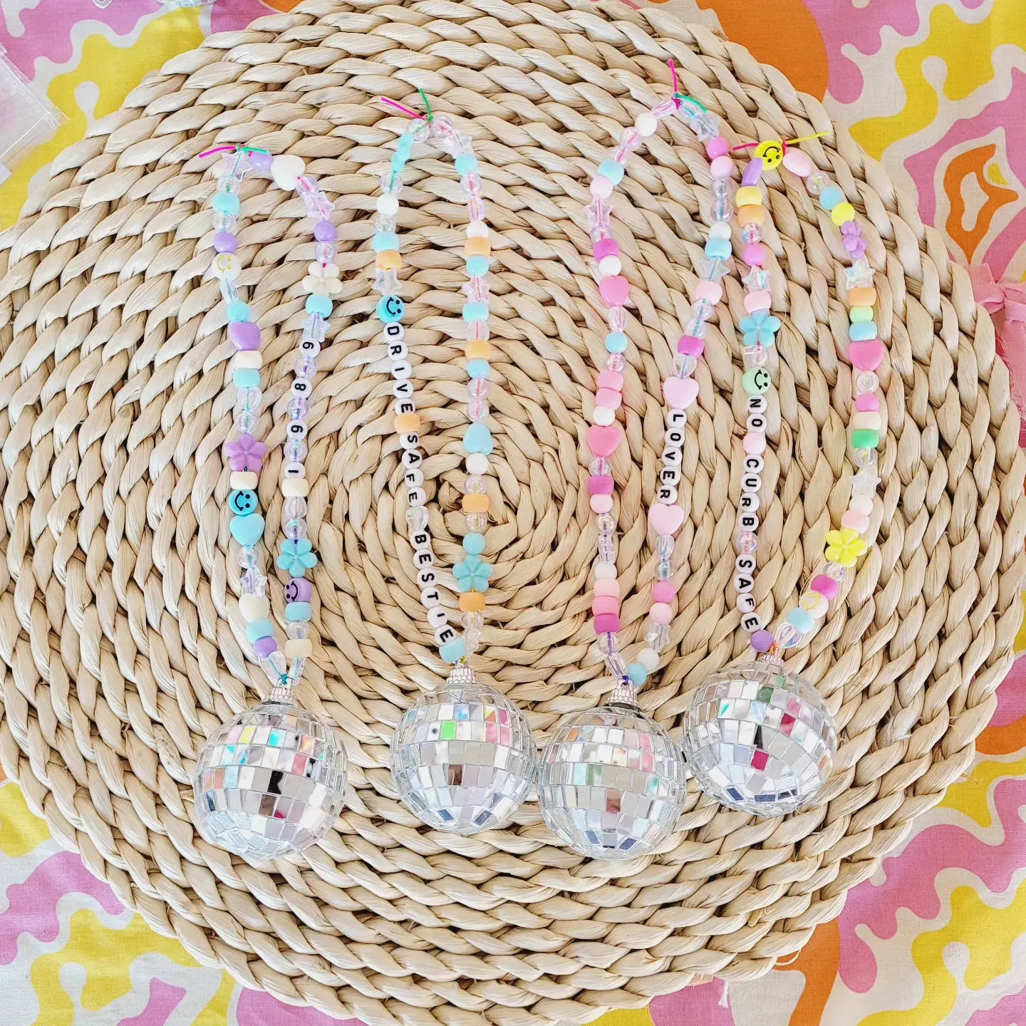 Hanging Disco Ball Beaded Car Decor