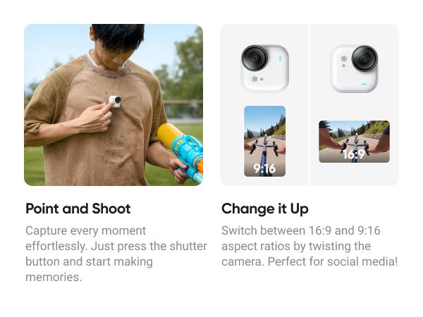 Insta360 GO Ultra - Small 4K Vlogging Camera, Hands-Free, POV Cam, 1/1.28" Sensor, 53g Lightweight, 156° FOV, 200 Min Battery Life, Magnetic Wearable Action Camera for Sports, Vlog