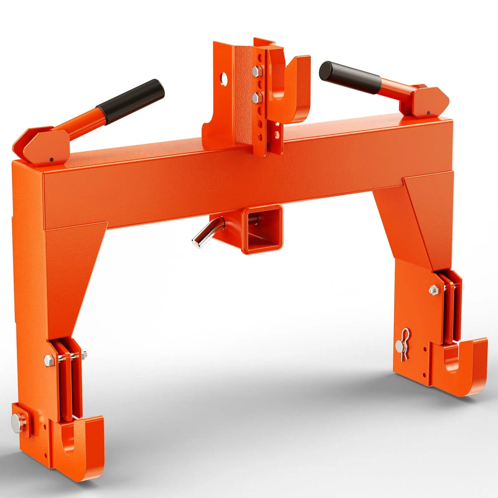 Orange 3-Point Quick Hitch for Tractor Agricultural Equipment, 2" Receiver, Extra Versatile Adapter, Category 1 Fit, No Bushing Needed, 3000LBS Lift Capacity