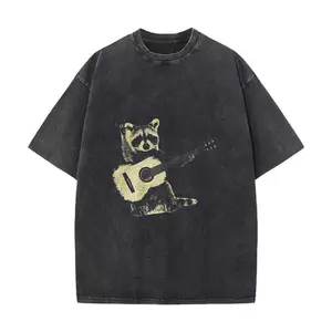 Raccoon Playing A Guitar, Funny Animals Washed tee