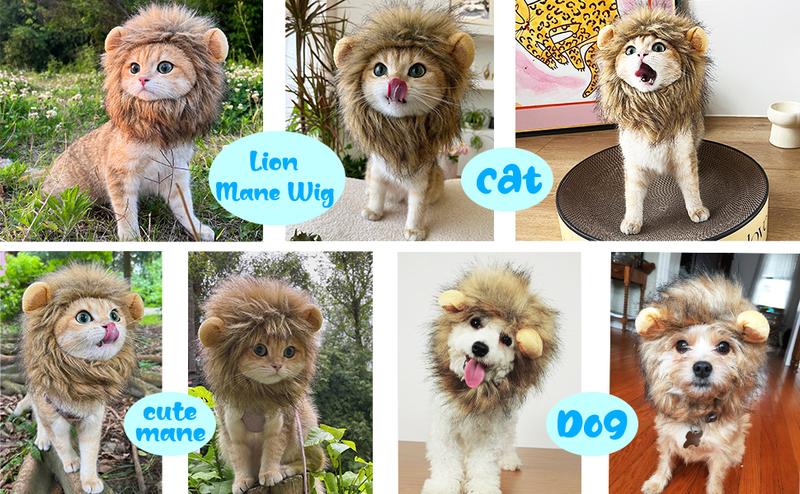 【Pet Supplies】Generic Lion Mane Wig for Cats Pet Costume Adjustable Headwear Fancy Dress Washable Soft Fur 1 Piece Easy Wear Make Pets Cute Festival Party Gift