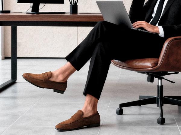 BRUNO MARC Men's Classic Penny Loafers Leather Dress Shoes Comfort Lightweight Slip-on Shoe SpringStatements Breathable Suede Featherlight Steps Tailored Comfort Stable Flexible - Footwear