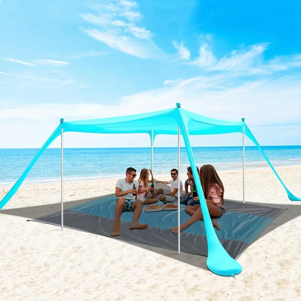 10'x10' Large Portable Outdoor Pop Up Beach Canopy Tent | UPF 50+ Sun Shade for 6-8 People, Waterproof Windproof Camping Shelter