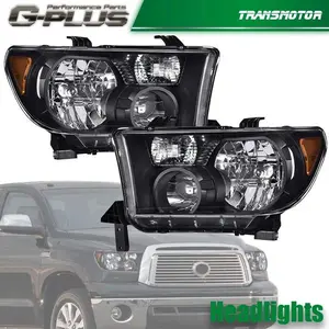 Black Chrome Headlights LH & RH for 2007-2013 Toyota Tundra, 2008-2017 Sequoia