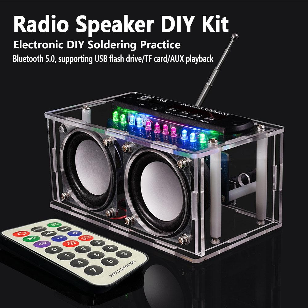 Soldering kit， radio kit， diy bluetooth speaker kit， DIY Bluetooth-Compatible Speaker Kit,Recording Function FM Radio Soldering Practice Kit with LED Spectrum,TF/AUX/Bluetooth/USB Support,Remote Control Soldering Project for Indoor/Outdoor Use