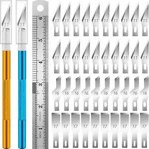 Exacto Knife, 2 Exacto Knives with 40 Spare Exacto Blades, Craft Knife, Hobby Knife, Precision Exacto Knife Set for Crafts, Arts, Modeling, Scrapbooking (#11#16#17)