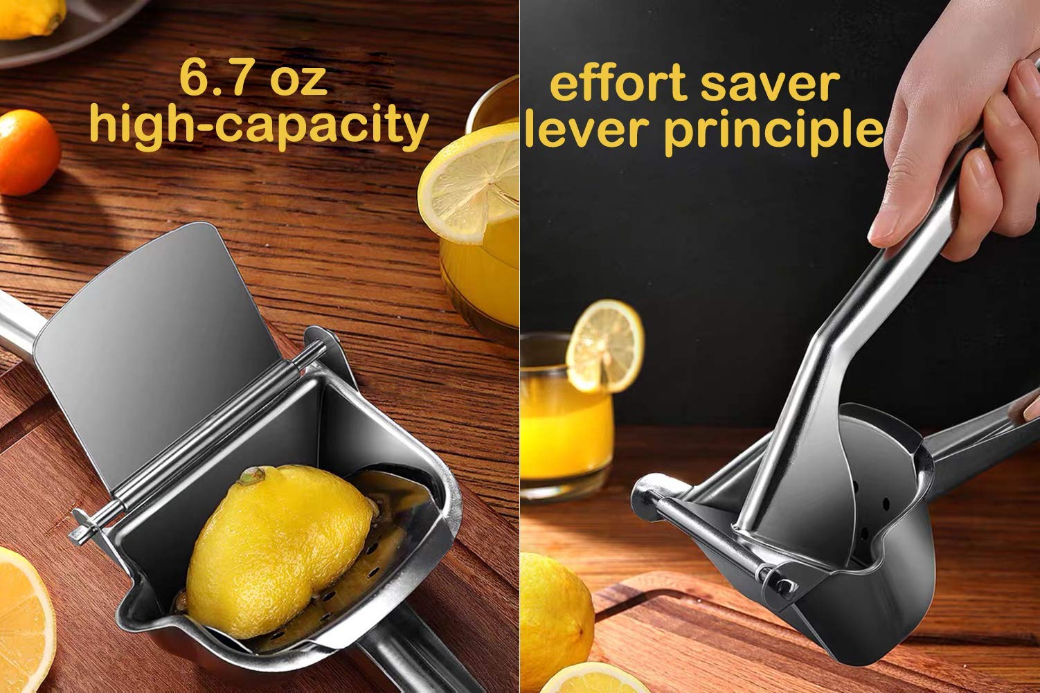 Real Stainless Steel Lemon Squeezer Citrus Juicer Hand Press Heavy Duty Manual Squeeze Juice Extractor Maker Orange Lime Grapefruit Presser