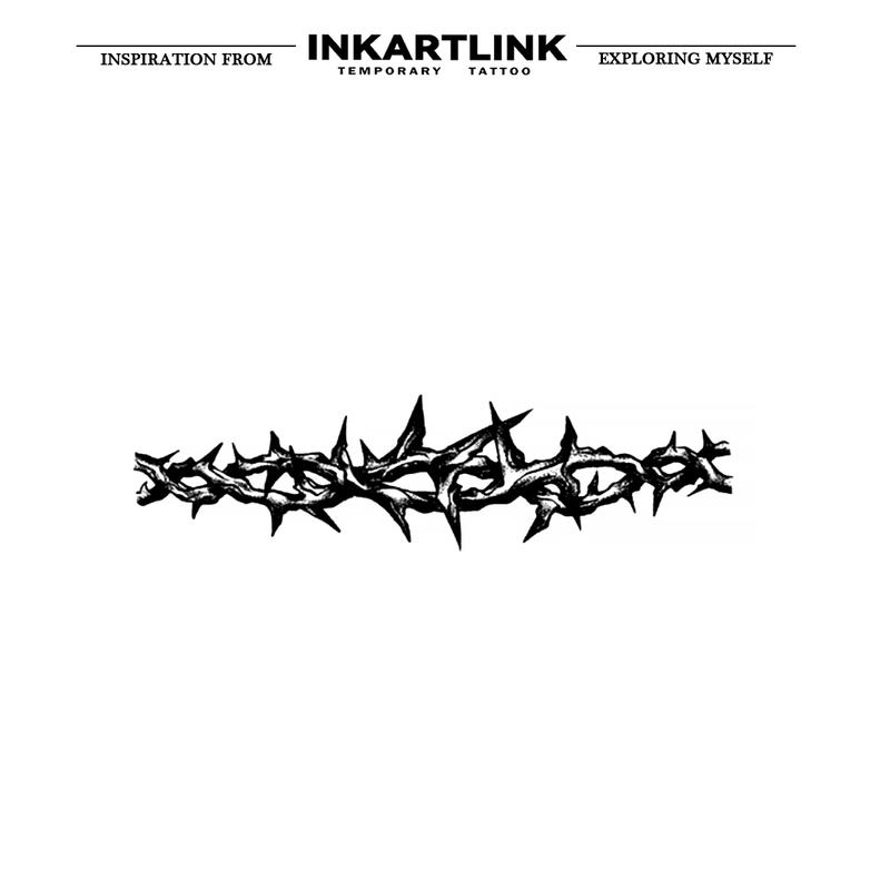 INKARTLINK Tattoo Tech, 2 Sheets Semi-Permanent Temporary Tattoos, Thorn Series, Adult Art Design,Lasts 1-2 Weeks, Waterproof, Realistic Look, No Adhesive, No Reflection,For Man And Woman,Ideal for Swimming, Party