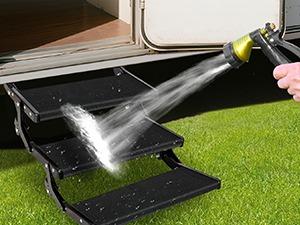 Nilight RV Step Covers 3 Pack 20 inch, Fits 8-10" Deep Camper Steps Adjustable Wrap Around RV Step Rug with Spring Works on Electrical & Manual RV Stairs Carpet for Camper Trailers Steps Outside,Black