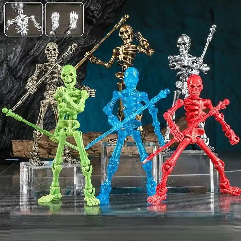 2-Piece Skull Skeleton Model Kit, DIY Assemble Toy Figure, Action Figure Set, Articulating Figures, Articulated Figures, Figures Combo, PVC Figure, Medieval Knight Poseable Doll, Desk Decoration, Game Scene Simulation, Holiday Gift