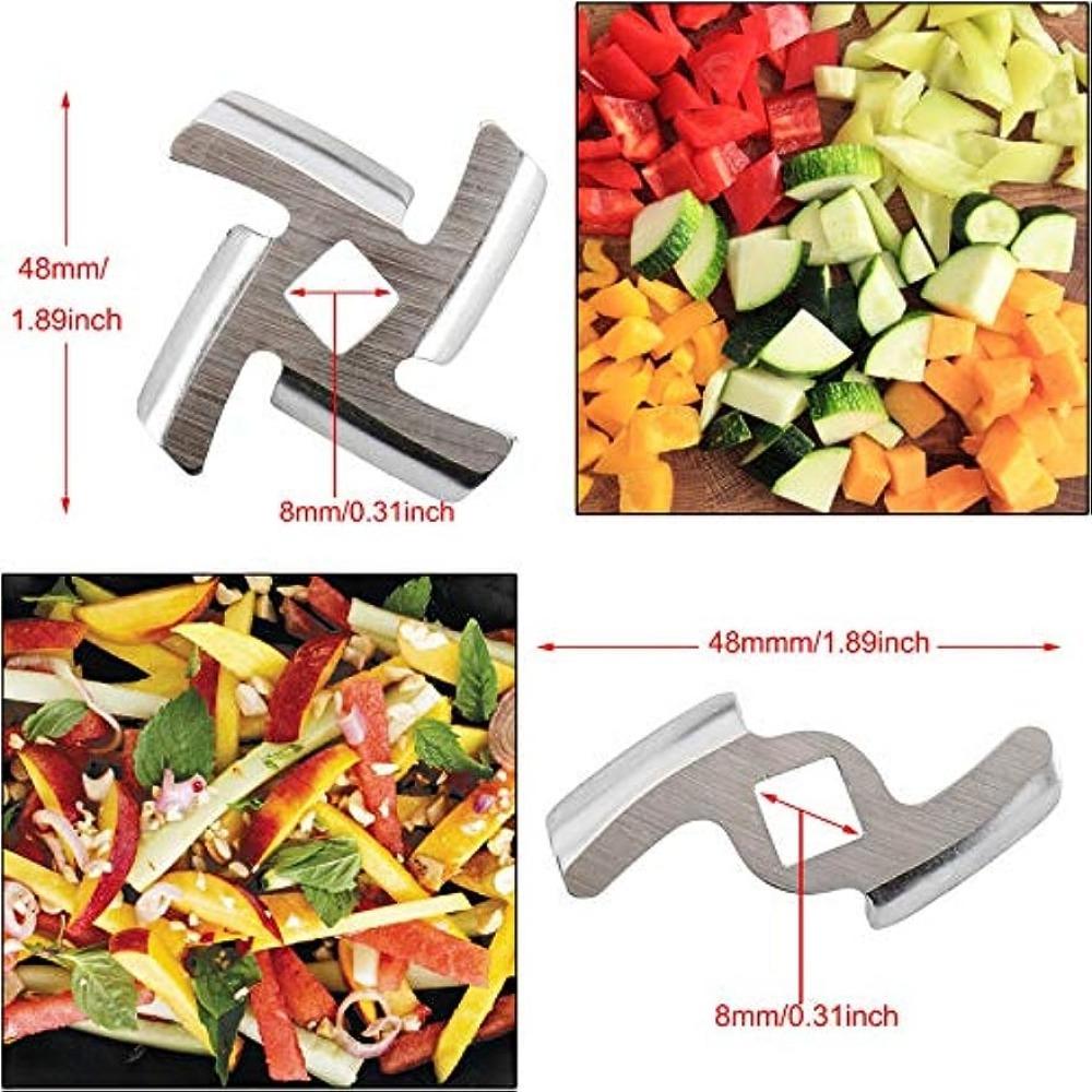 9 Pcs, Replaceable Meat Grinder Blades, Stainless Steel Food Meat Grinder Plate Discs/Grinding Blades, Suitable For Size 5 Stand Mixer And Meat Grinder, Food Grinder Replacement Blades, Kitchen Essentials, Kitchen Gadgets, Back To School