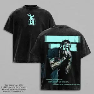 Chester Bennington Legacy Tee – Vintage Acid Wash Heavy Cotton Oversize Unisex Rock Band T-Shirt, Retro Y2K Nu Metal Streetwear Top, Linkin'n Parks Music Merch for Fans 2000s Tour Collector Merch