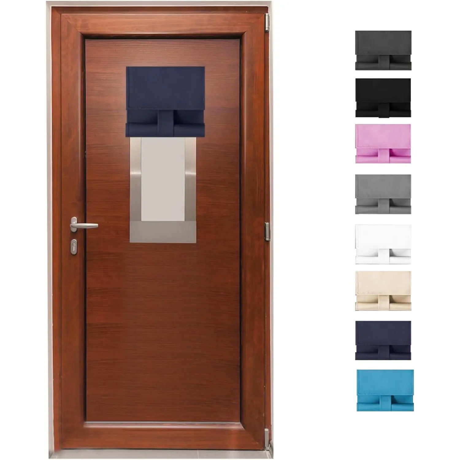 Navy Blackout Cloth Curtain - DIY Non-Drill Window Blinds, Easy Install Room Darkening Tie-Up Covering for Classroom Windows & Doors, 9.8in W x 39in H (1 Piece), Diy Window Blinds