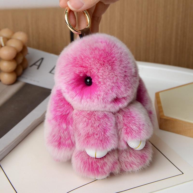 Handmade Fluffy Bunny PomPom Keychain with Designed Tin Box, – Cute Eater Basket Gift, 5.12 inches,Travel Accessory & Birthday Present for Girls & Women