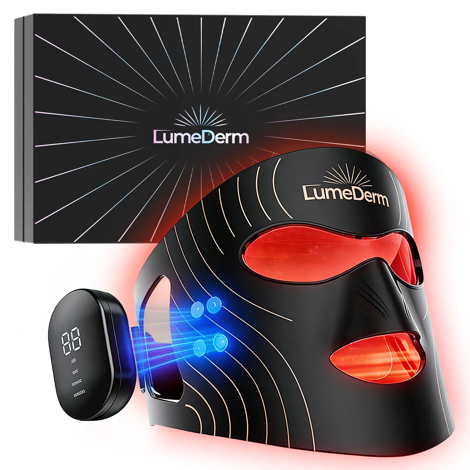 LumeDerm GLOW Wireless LED Face Mask-with Red Light Therapy, 2-Year Warranty, Portable and Rechargeable for LED Facial Mask Skincare at Home and Travel, The Ultimate Gift Choice for this Season,father'sdaygifts,summerhairstyles,dorm essentials
