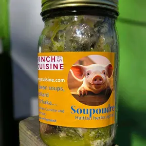 Soupoudre zo kochon (Haitian cured herbs pork bones)