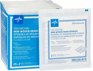 Medline Avant Gauze Drain Sponge 2's, 4" x 4", Rayon/Polyester