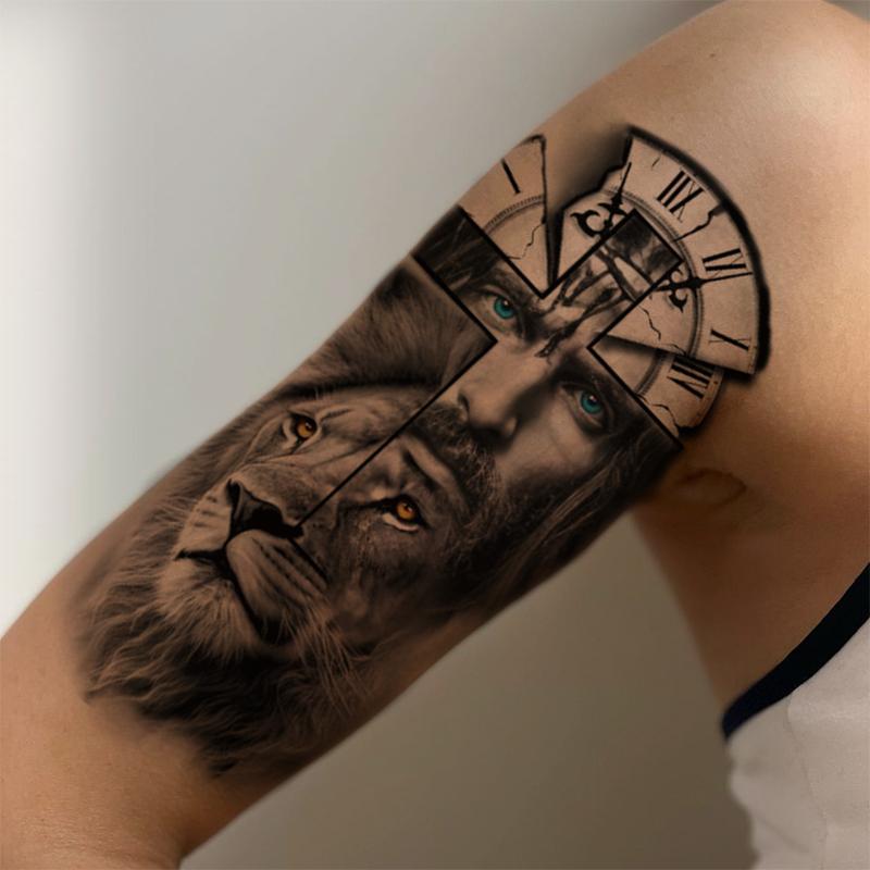 34 Sheets Waterproof Temporary Tattoos Stickers,Long Lasting Forearm Designs Animals & Flower,Wolf, Tiger,Lion,Owl,SkeletonSkull,Etc