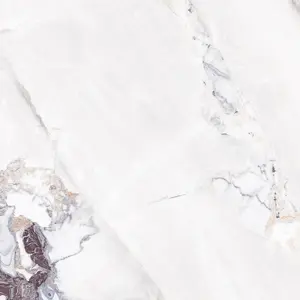 My Luxury Flooring MK PANTON Gleshire White Porcelain Tiles - 24 x 48 Inch White Calacatta Marble Cluster Veins - Glossy Finish Wall & Floor Use 15.5 Sqft per Box | Pallet of 10 Boxes (155 sq-ft)