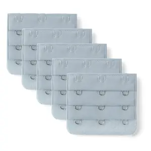 INSPIRE CHIC 3 Hook 3 Row Underwear Bra Strap Extension Buckle Hooks 5 Pcs for Women Heather Gray One Size