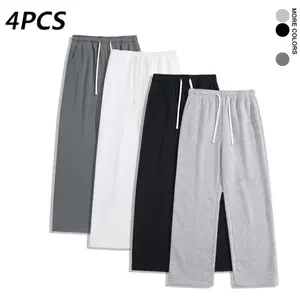 4Pack Men’s spring/summer solid-color drawstring sweatpants, comfortable and casual (available in 4-pack and single-pack options). pants