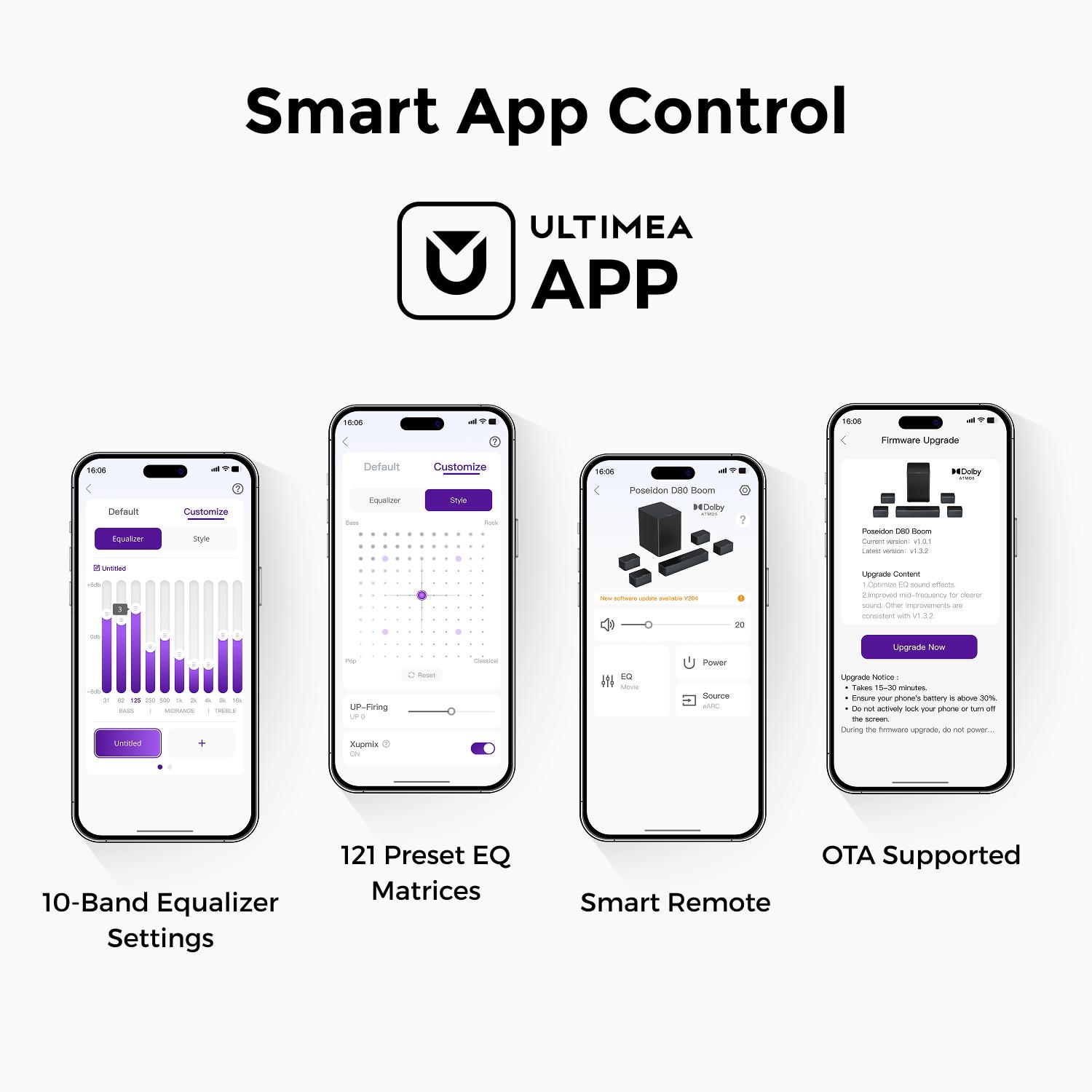 ULTIMEA Poseidon D80 BOOM Soundbar 7.1ch Dolby Atmos with Explosive Deep BASS Subwoofer, 4 Wired Surround Speakers, Subwoofer, HDMI eARC, Bluetooth & App Control – 2025 New Version Home Theater System for Powerful Surround Sound Experience, Black Friday ULTIMEA Poseidon D80 BOOM Soundbar 7.1ch Dolby Atmos with Explosive Deep BASS Subwoofer, 4 Wired Surround Speakers, Subwoofer, HDMI eARC, Bluetooth & App Control – 2025 New Version Home Theater System for Powerful Surround Sound Experience, Black Friday