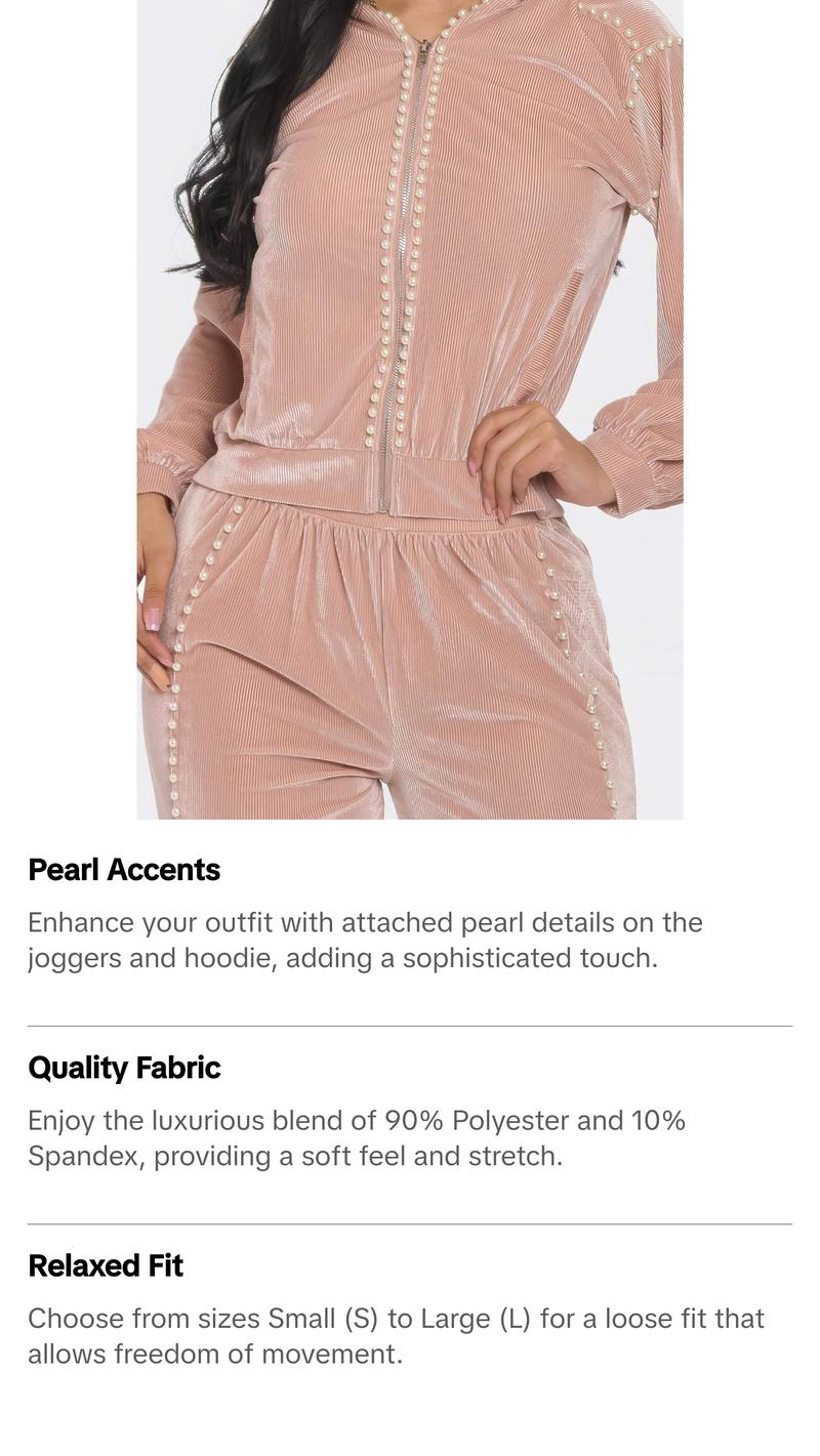 Jogger With Pearls Set Comfort Comfortable Elegant Fashion Womenswear Everyday Casual Fit