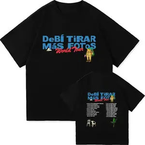Bad Unisex Rapper Debí Tirar Más Fotos World Tour 2026 T-Shirt,  Bunny Clothing Vintage Harajuku Frog Graphic Puerto Rico High Quality Clothes Cotton Tee for Fans Gift
