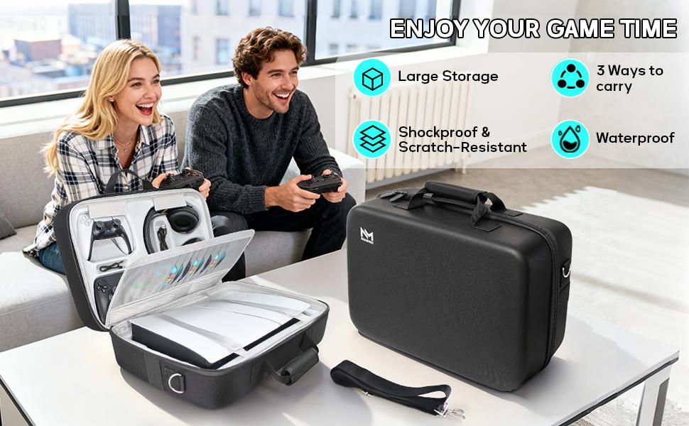 PS5 Carrying Case, Hard Shell Travel Bag for PS5 Slim & Standard, Waterproof Shockproof Portable Storage for PS5 Console, Controllers, Headset, Game Discs & Accessories, Essential Gift for Gamers PS5 Carrying Case, Hard Shell Travel Bag for PS5 Slim & Standard, Waterproof Shockproof Portable Storage for PS5 Console, Controllers, Headset, Game Discs & Accessories, Essential Gift for Gamers