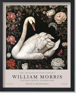 Monem Art William Morris Poster – White Swan and Flowers Print – Exhibition Piece – Animal Poster – Floral Design – Aesthetic Office or Bedroom Decor –Frameless Poster 9