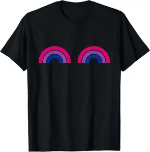 Bisexual Rainbow Boobs - Funny Bi Pride - LGBT Pride T-Shirt Pure Cotton Graphic Tees Menswear Top: Gifts for Men & Women