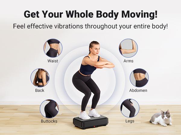 Merach Square Vibration Plate Exercise Machine 265lbs Capacity, Comfortable Lymphatic Drainage For Full Body Workout Home Gym Fitness Equipment