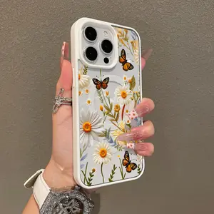 Premium Magnetic Case for iPhone11/12/13/14/15/16/17promax Butterfly Daisy collage cased MagSafe Ready, Anti-Fall, Springtok and Ultra-Thin Design |       Perfect for Everyday Use Protector Screen Protector