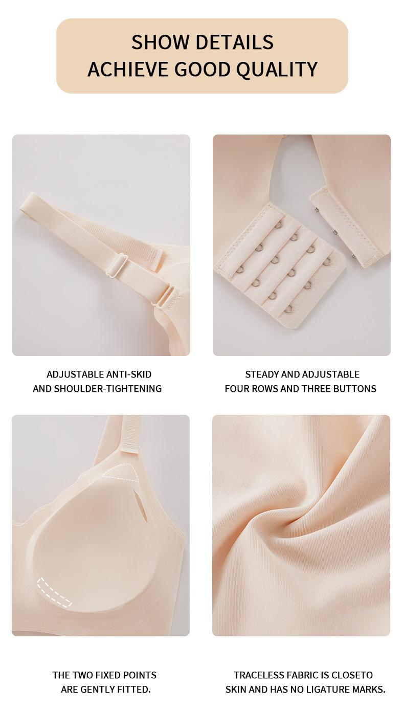 Women's Seamless Wireless Bras 4-Pack - Supportive Full Coverage Push Up Bras with No Underwire Breathable Womenswear Adjustable Flat Straps Light bra jelly bra Flat   perfect gift for Mom, summerwins