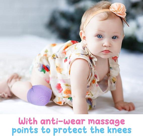 4 Pairs Baby Knee Pads – Anti-Slip Crawling Leg Warmers, Elastic Toddler Knee Sleeves for Crawling, Infant Protection Pads for Boys & Girls
