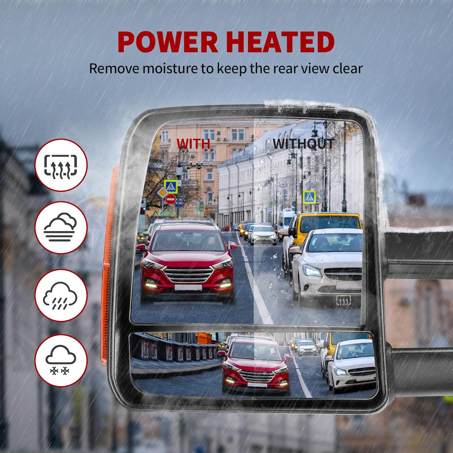 YITAMOTOR Towing Mirror Car Accessories for Toyota Tundra Models 2007-2017, Power-Adjusted Heated Turn Signal Light, Manual Telescoping & Folding Design