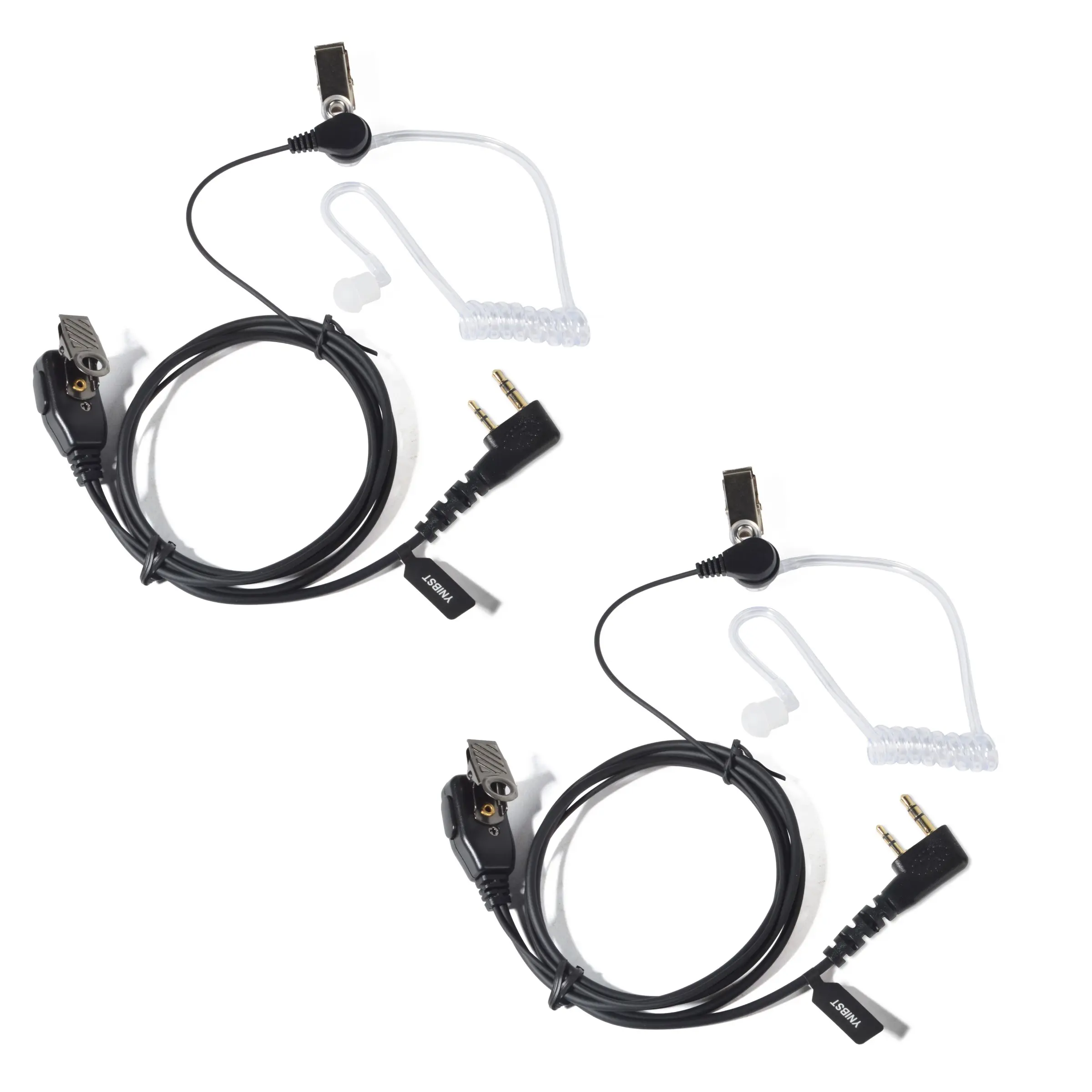 YNIBST 2 Pin K Plug in-Ear Walkie Talkie Earpiece Acoustic Tube Headset for Kenwood Baofeng UV-5R UV-82 BF-888S Retevis H-777, Covert Surveillance Kit PTT Microphone for Law Enforcement Use(2 Pack), Walkie Talkie Earpiece With Mic