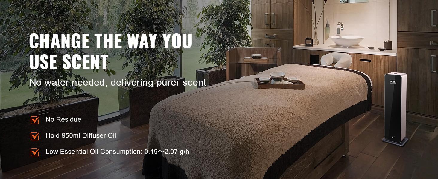 VEVOR Scent Air Machine, 950ml Bluetooth Smart Cold Air Diffuser, 3000sq.ft Waterless Essential Oil Scent Air Diffuser, Floor Standing Aromatherapy Machine for Large Room, Office, No complimentary incense VEVOR Scent Air Machine, 950ml Bluetooth Smart Cold Air Diffuser, 3000sq.ft Waterless Essential Oil Scent Air Diffuser, Floor Standing Aromatherapy Machine for Large Room, Office, No complimentary incense