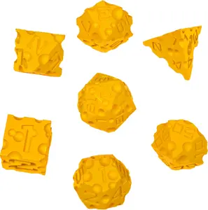 DND Cheese Dice 3D Printed 7PCS Polyhedral Food Themed Dice Set Great for Dungeons and Dragons, Pathfinder, Tabletop RPG, MTG Game