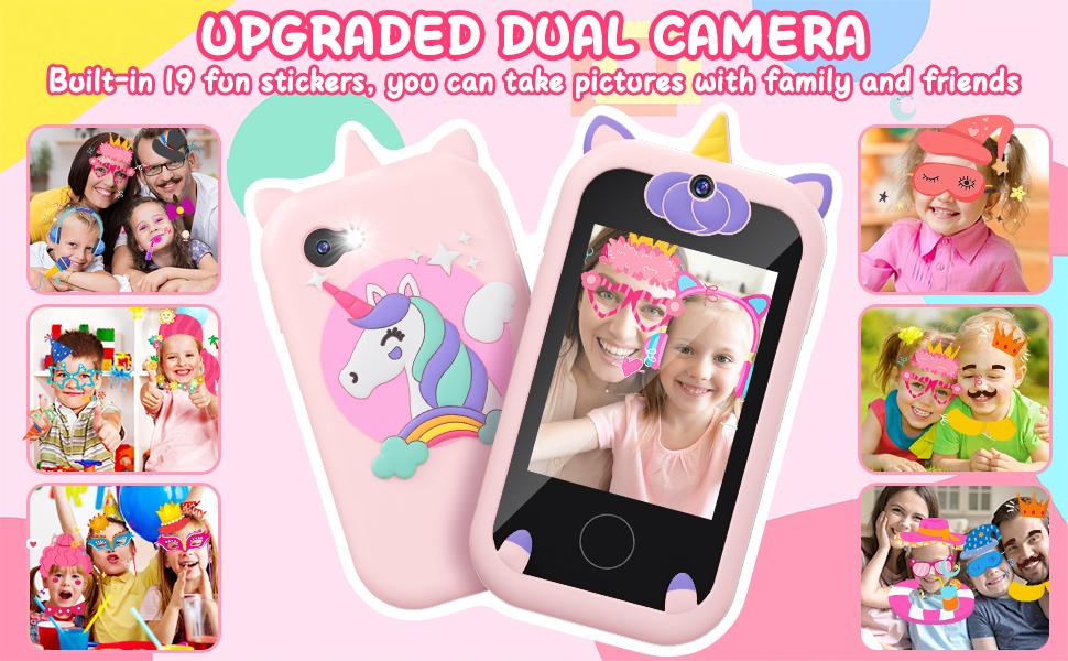 Dumb Phone for Kids, HD Touchscreen Dual Camera Phone for Kids, Educational Preschool Learning Toy, Back to School Gifts and Birthday for Boys Girls 3-9, MP3 Music Player, Games, with 8GB Memory Card