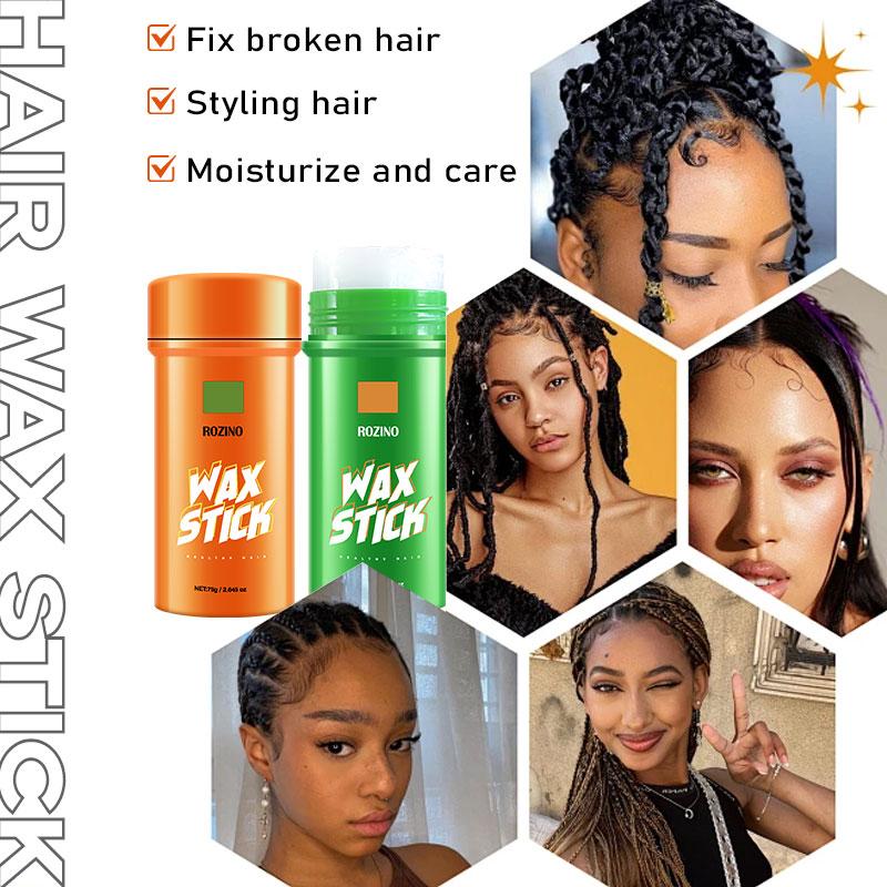 ROZINO 2PCS Hair Wax Stick with Coconut Oil Non-Greasy Styling Wax Hair Pomade Stick for Flyaways & Edge Frizz Hair Care